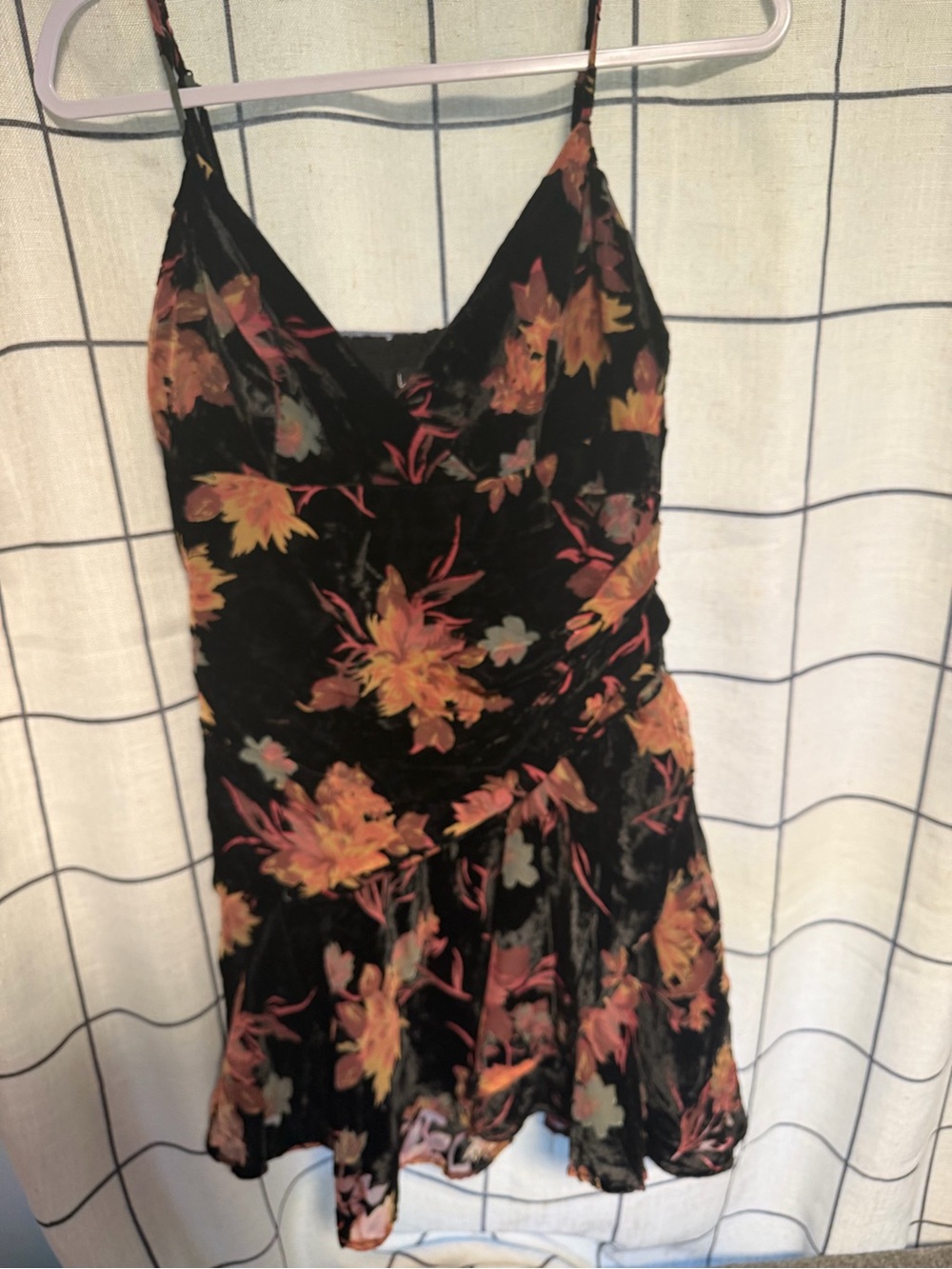 Lulu’s Black Floral Velvet Mini Dress